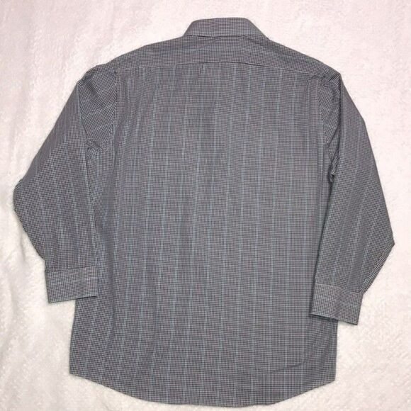 Arrow Slim Fit Men’s Long Sleeve Shirt Size 16-16.5 32/33 Black/White/Blue Check - Picture 2 of 13